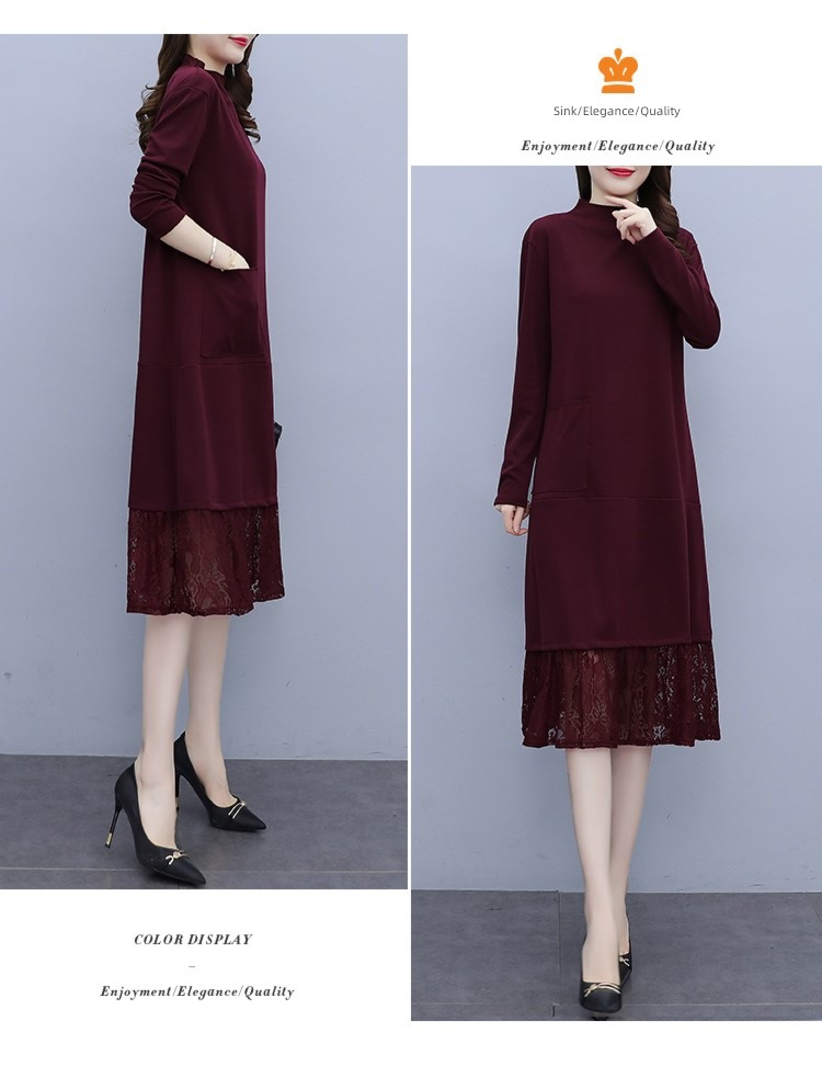 Medium length Half high collar fashion Inner lap knitting sweater