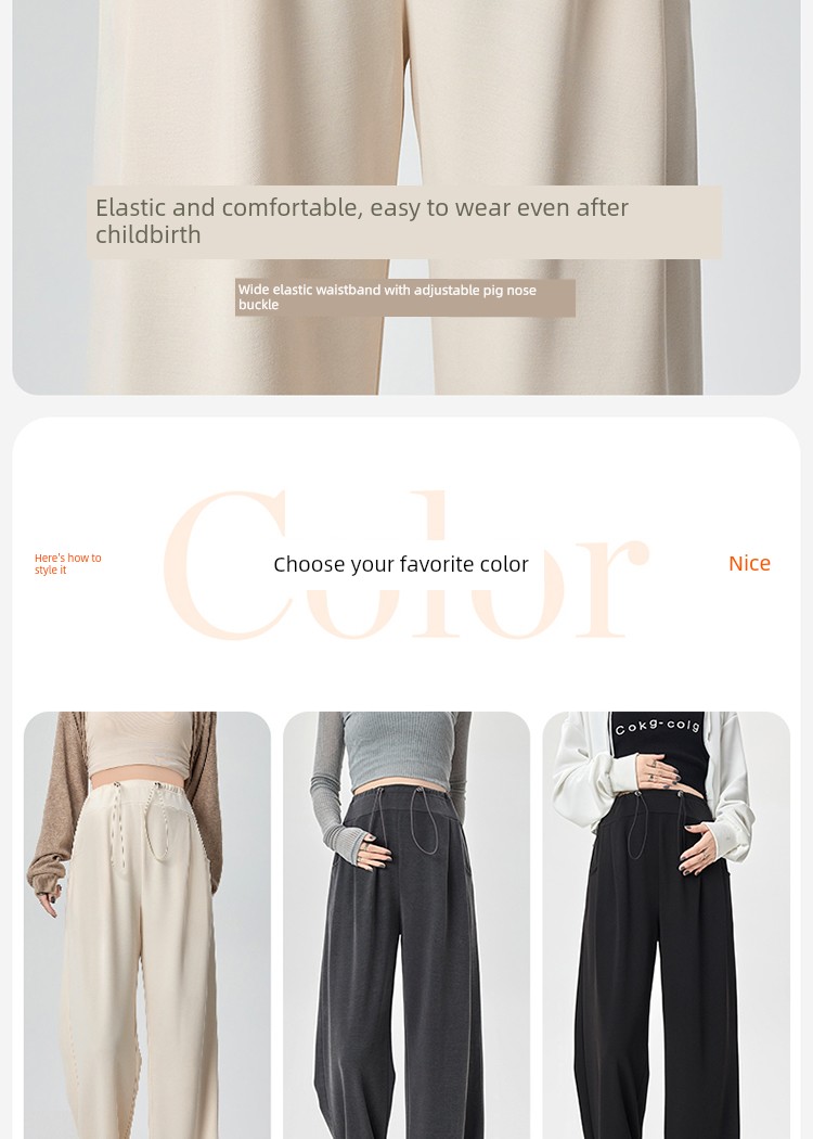 Maternity Pants for Autumn, Wide-Leg Pants That Don'T Squeeze the Belly, Fall/Winter Fleece-Lined Casual Straight-Leg Long Pants for Petite Women, Autumn — 4
