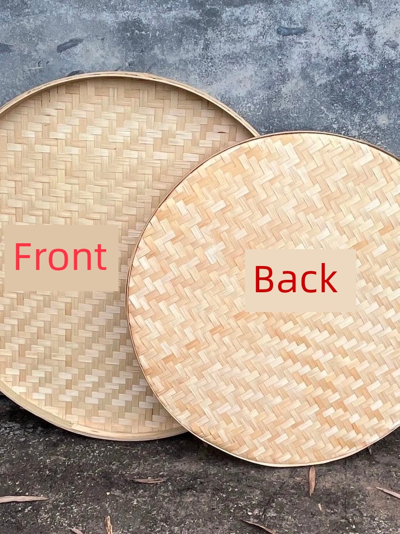 Bamboo Woven Dustpan, Natural Round Large Dustpan, Bamboo Products, Non-Porous Bamboo Sieve, Bamboo Tray, Hand-Painted Decoration