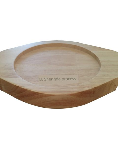 Thickened oak solid wood place horn plate base round casserole tray with ears anti-scalding table mat restaurant commercial