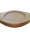 Thickened oak solid wood place horn plate base round casserole tray with ears anti-scalding table mat restaurant commercial