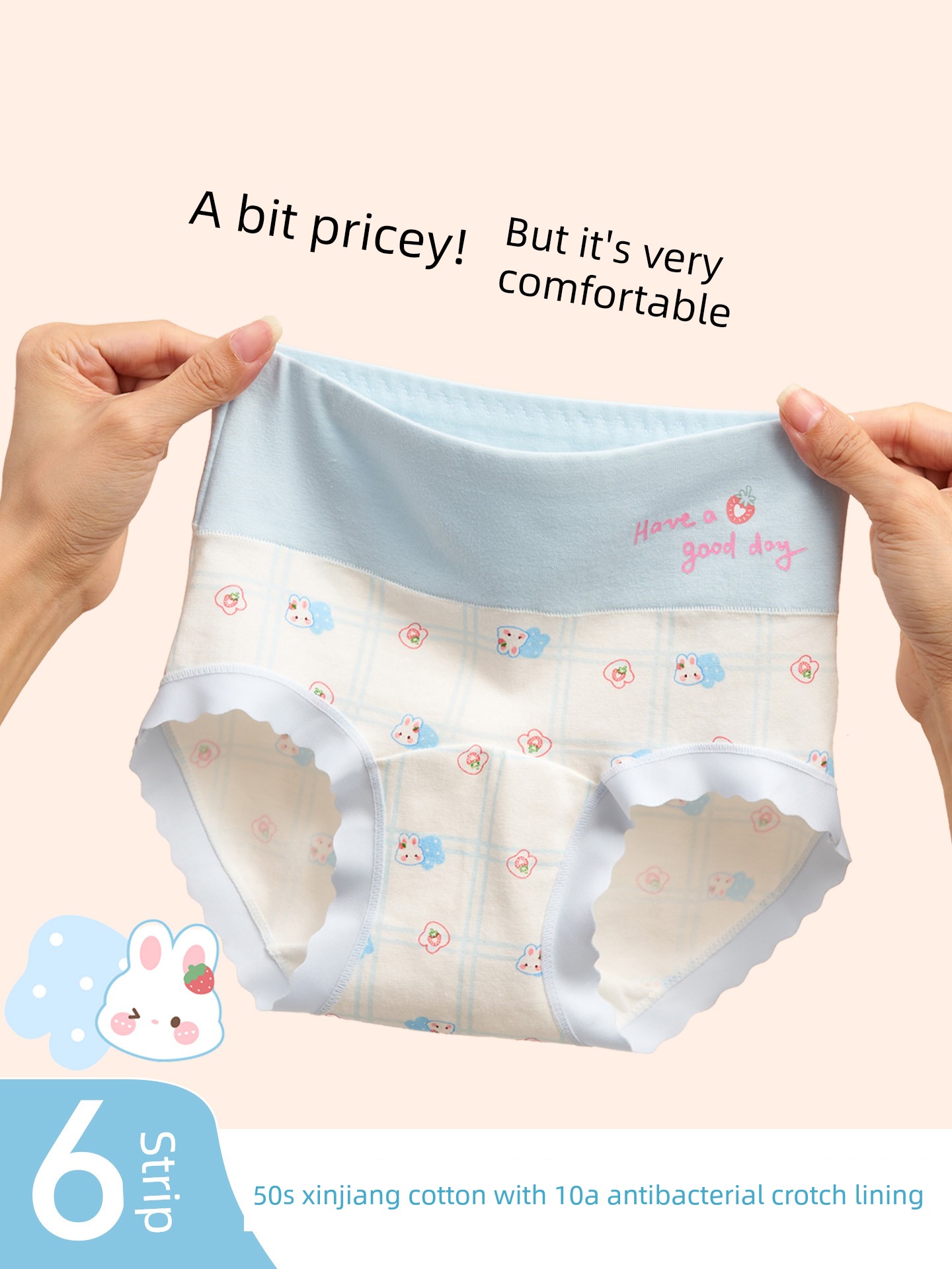 Girls' High-Waisted Underwear, Children's Pure Cotton A-Class Briefs for Girls, Suitable for Older Children in Their Developmental Period, Students, Non-Binding on the Buttocks