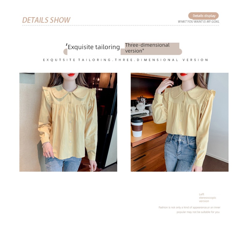 Age reduction Long sleeve unique jacket Foreign style Chiffon shirt