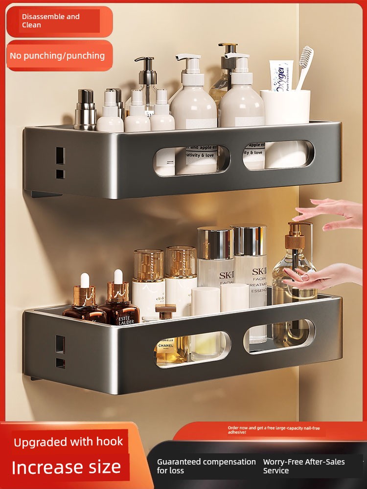 Bathroom Storage Rack, No-Drill Stainless Steel Corner Shelf for Bathroom, Toilet Storage, Washbasin Wall-Mounted Shelf
