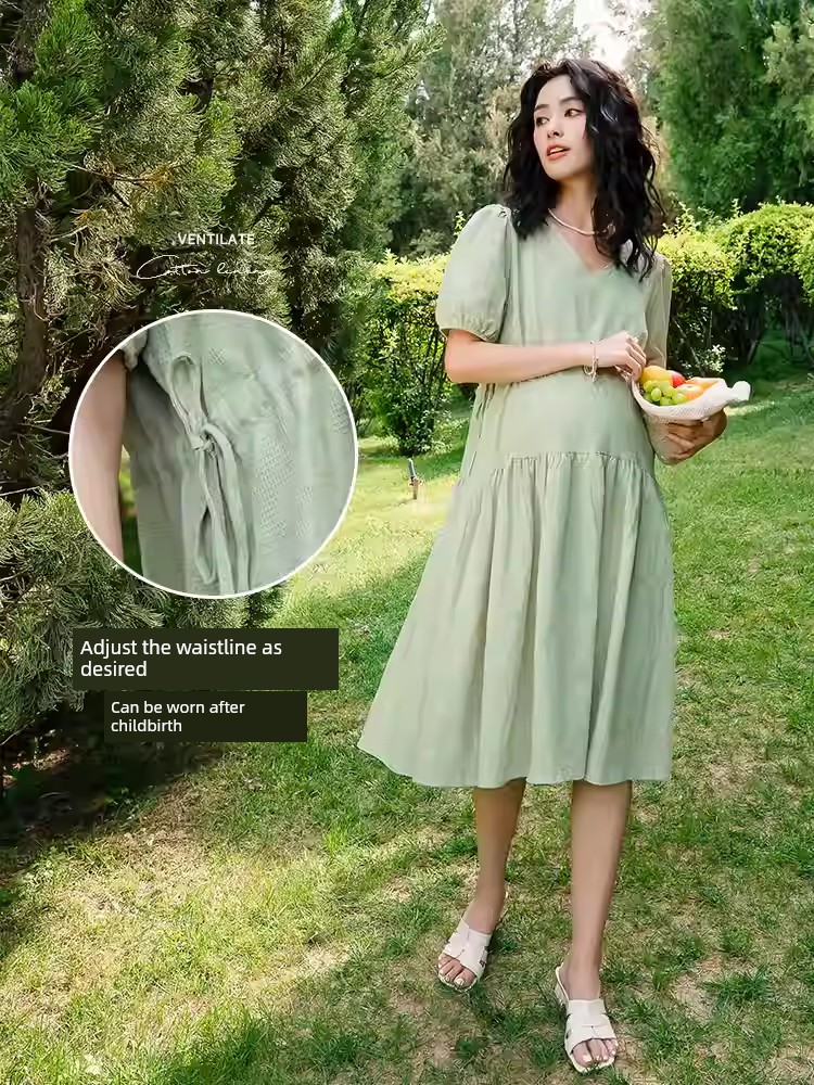 Plus Size Maternity Skirt Summer 2024 New Arrival Summer Dress 100.00Kg Pure Cotton Loose Dress Cool Little Man — 3