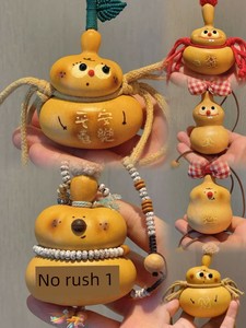 Handmade Traditional Natural Small Gourd Pyrography Pendant, Office Stress-Relief Gift, Ornament for Attracting Wealth,