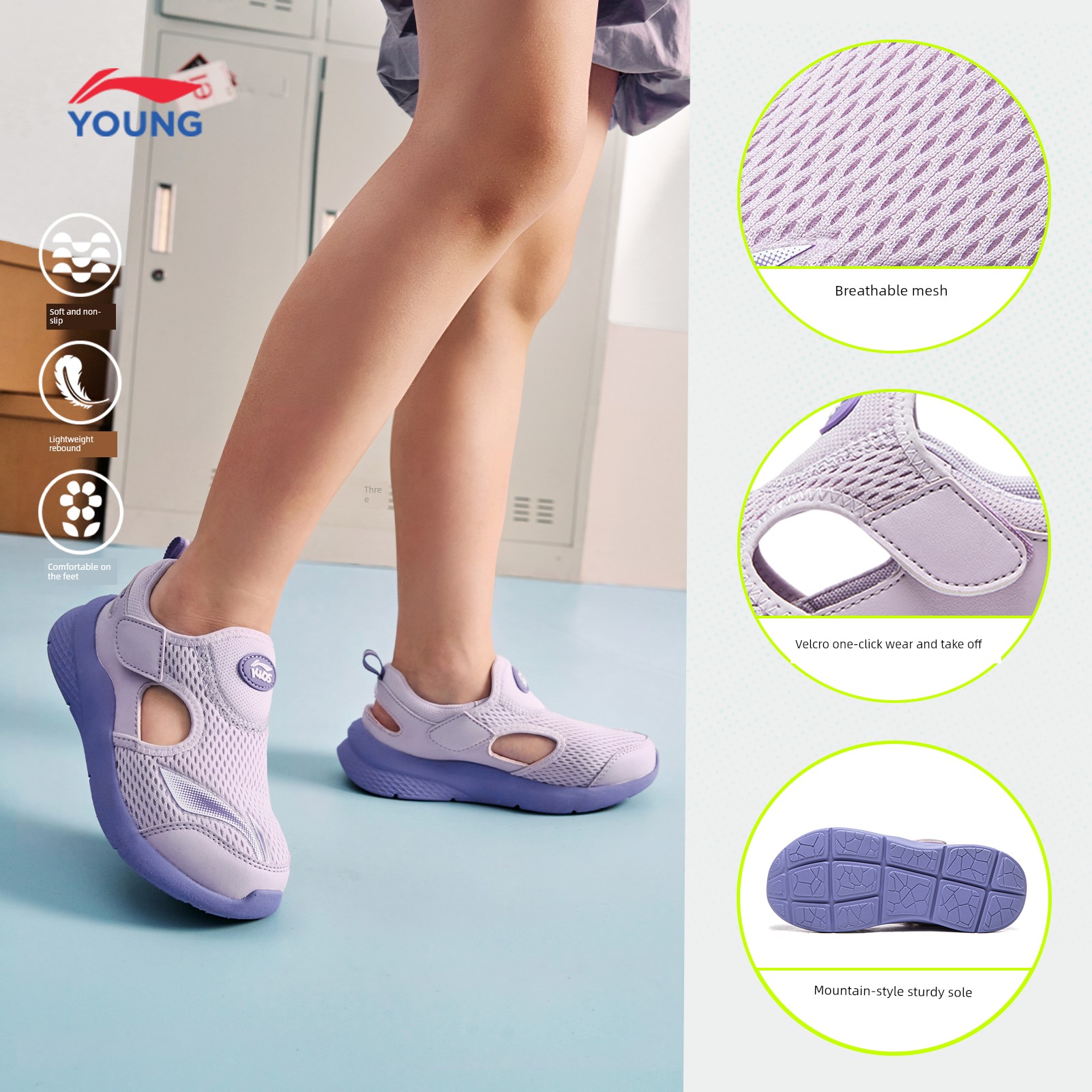 Li Ning Children's Summer Women's Mesh Breathable Sports Sandals — 6