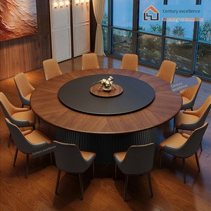 New Chinese-Style Hotel Electric Dining Table, Large Round Table with Rotating Tray, Commercial Table and Chairs, Restau