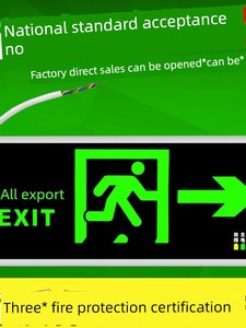 National Standard Safety Exit Sign Led Fire Emergency Light Plug-In Emergency Evacuation Escape Light