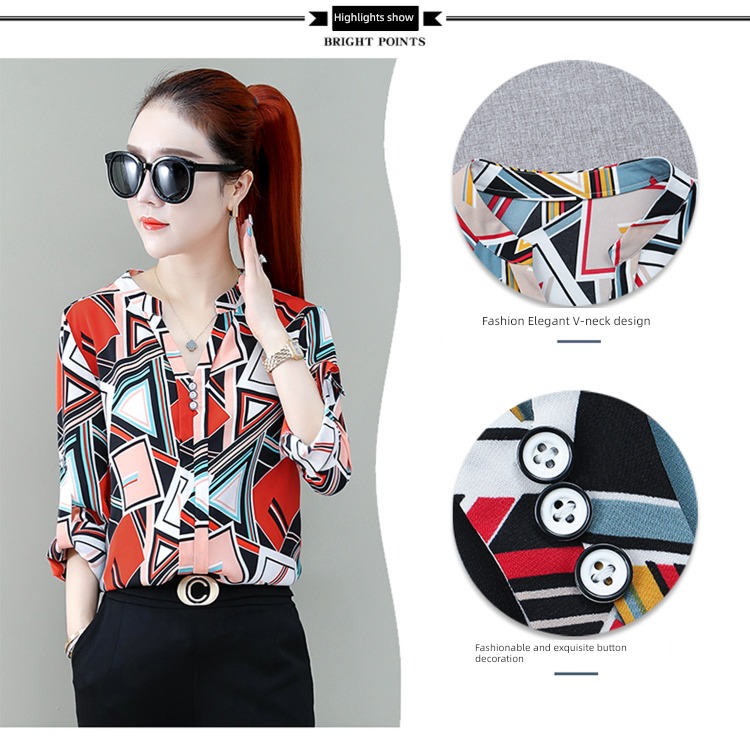 Stylish and versatile Long sleeve jacket Women Chiffon shirt