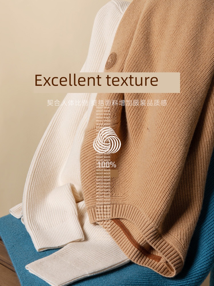 Seven wolves Fashion and leisure Round neck Condom cardigan