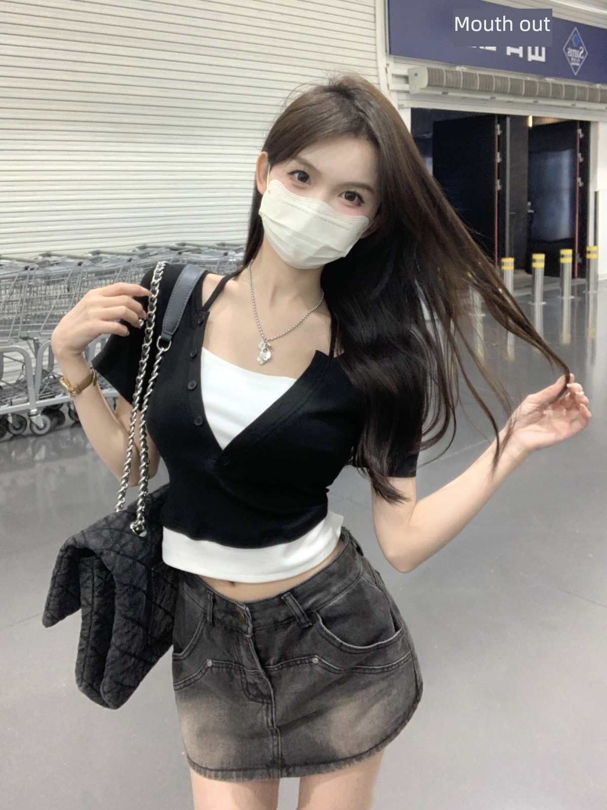 T-shirt Short sleeve summer Sense of design Self-cultivation jacket halter