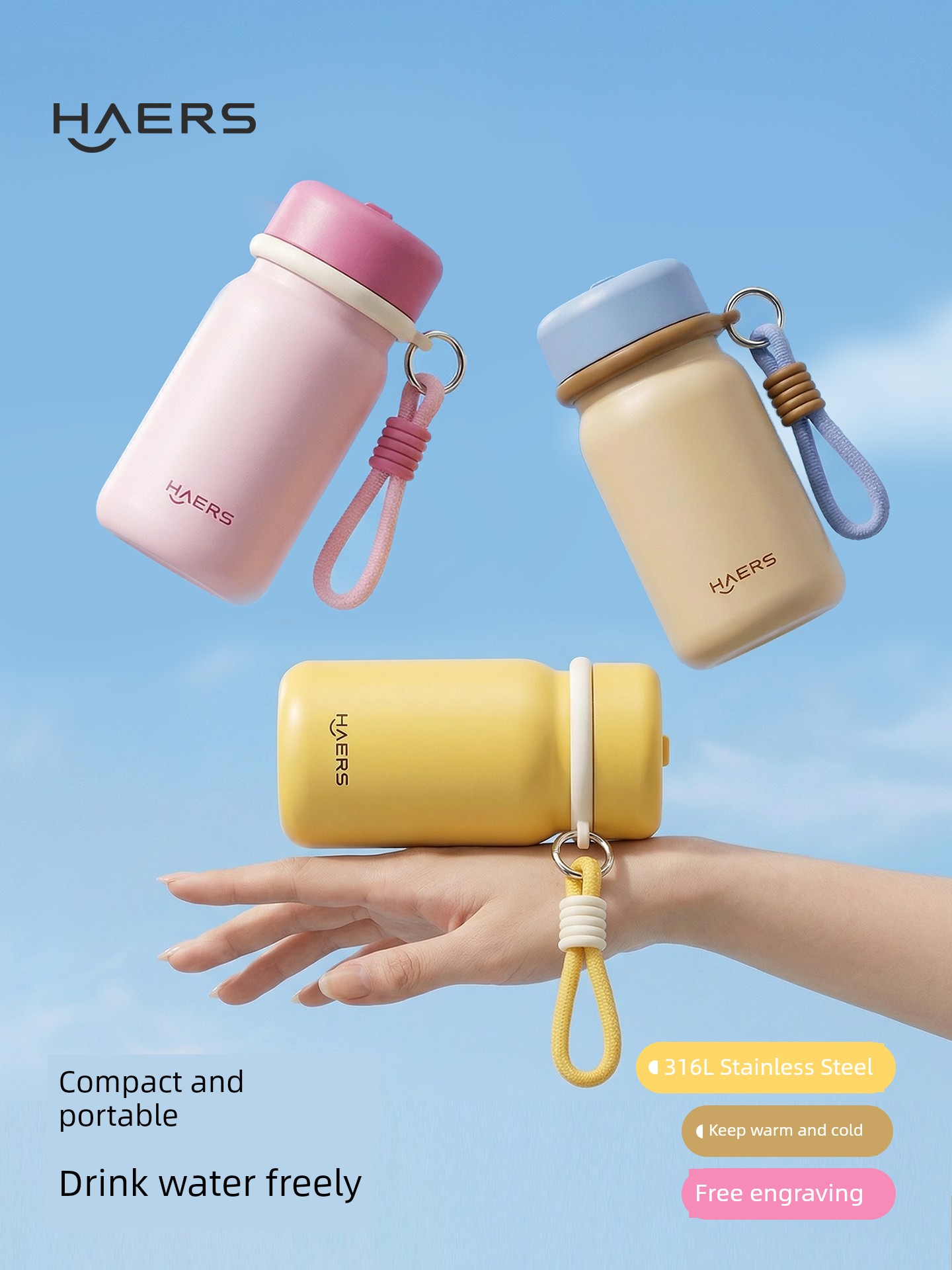 Hals Mini Thermos Cup for Women, Stylish 2026 New Model Pocket Cup, Compact and Portable Stainless Steel Water Bottle