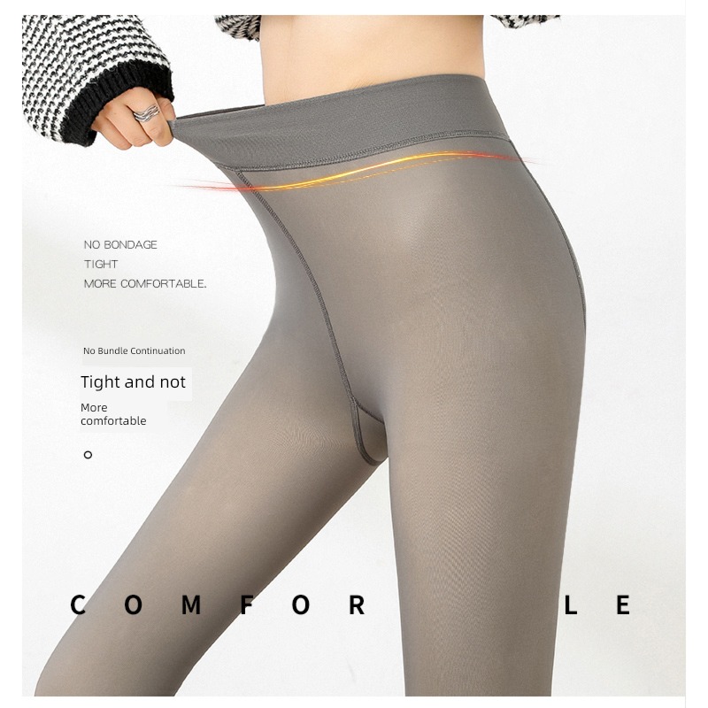 Bare leg artifact thickening keep warm Flesh color Step on one's feet Leggings