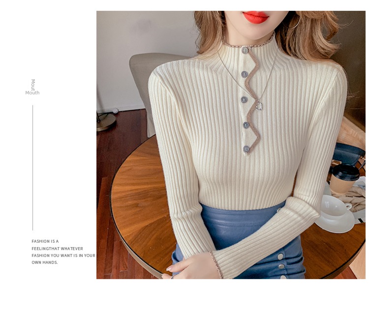 Half high collar Long sleeve jacket Korean fashion Sweater