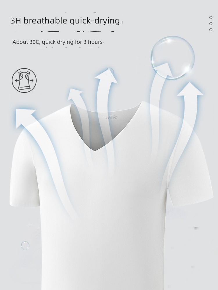 V-neck Light luxury Bacteriostasis pure cotton T-shirt man Self-cultivation Short sleeve