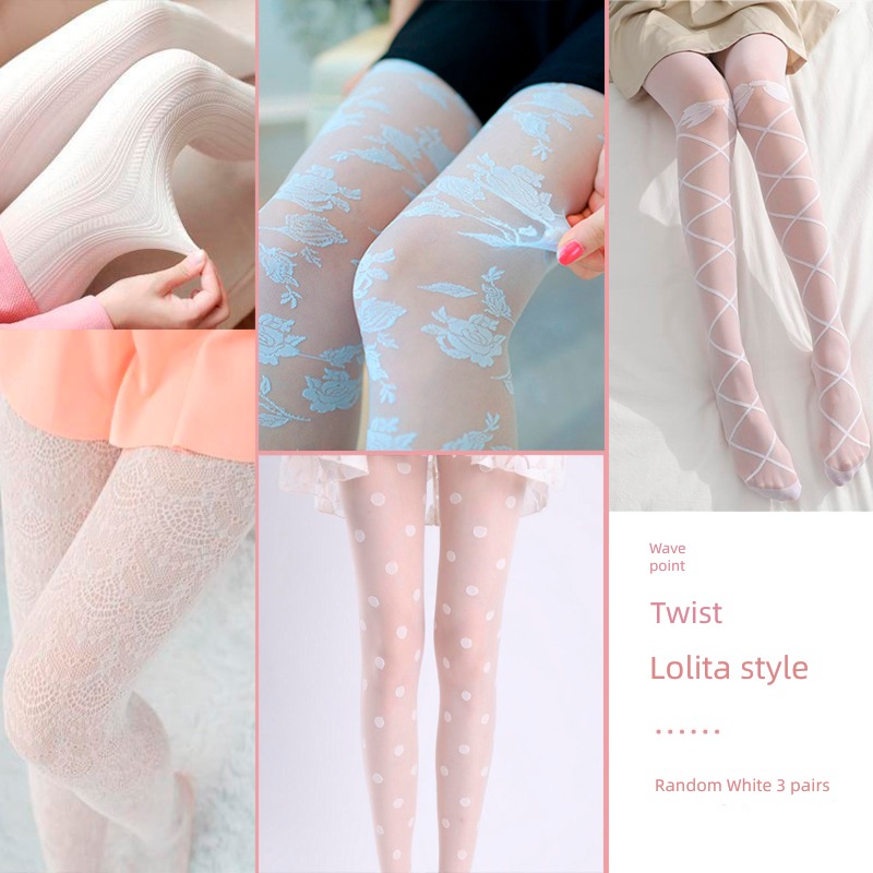 try Luck 9 double ins jacquard weave High tube Lolita