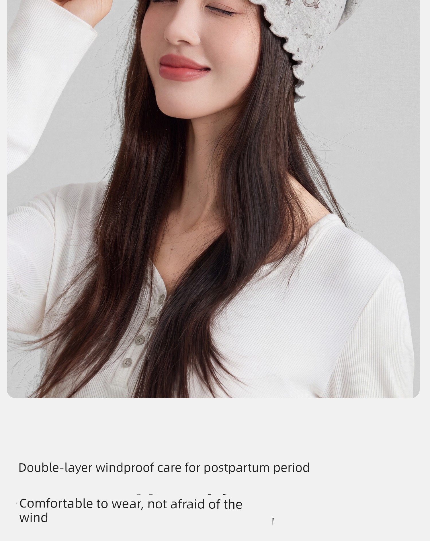 Postpartum Cotton Hat for Autumn and Winter with Cartoon Ruffle Edges, Moisture-Wicking, Breathable, Head-Protecting Sleep Cap for Large Head Circumference — 10