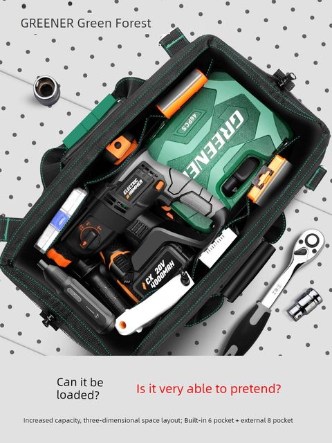Green Forest Tool Pack Sturdy and Durable Electrician Pack Canvas Woodworking Thickened Storage Special Handheld Repair Hardware Portable