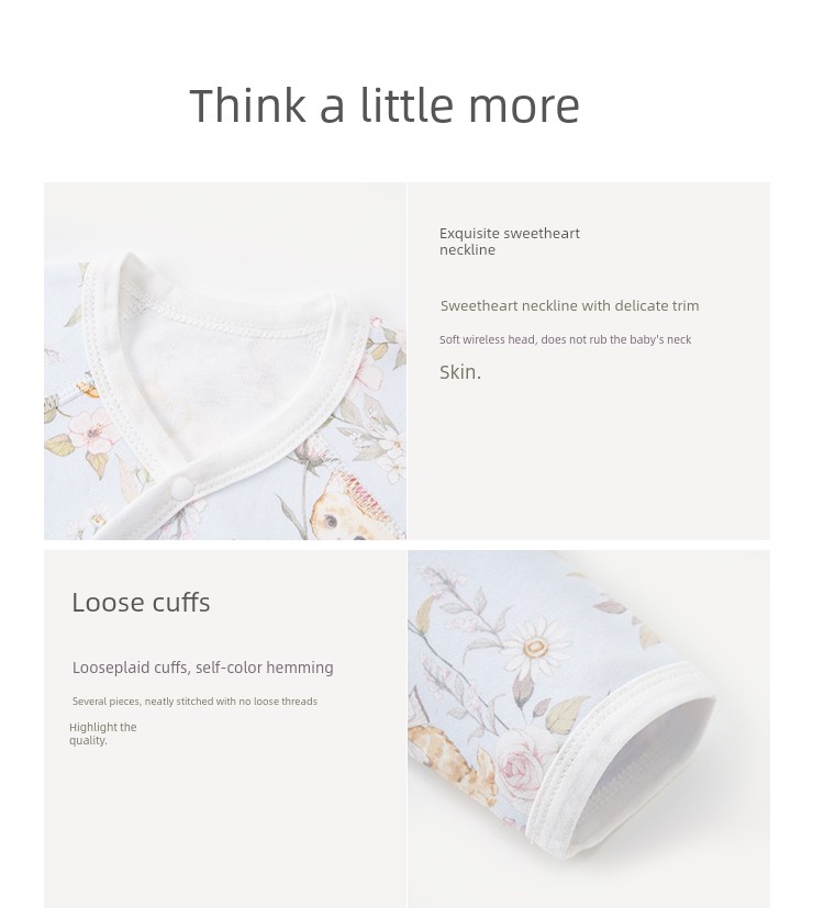Hani Sky Newborn Baby Half-Back Shirt Spring and Autumn Size 52 Clothes for 0-3 Months Old Baby Top Monk-Style Outfit — 14