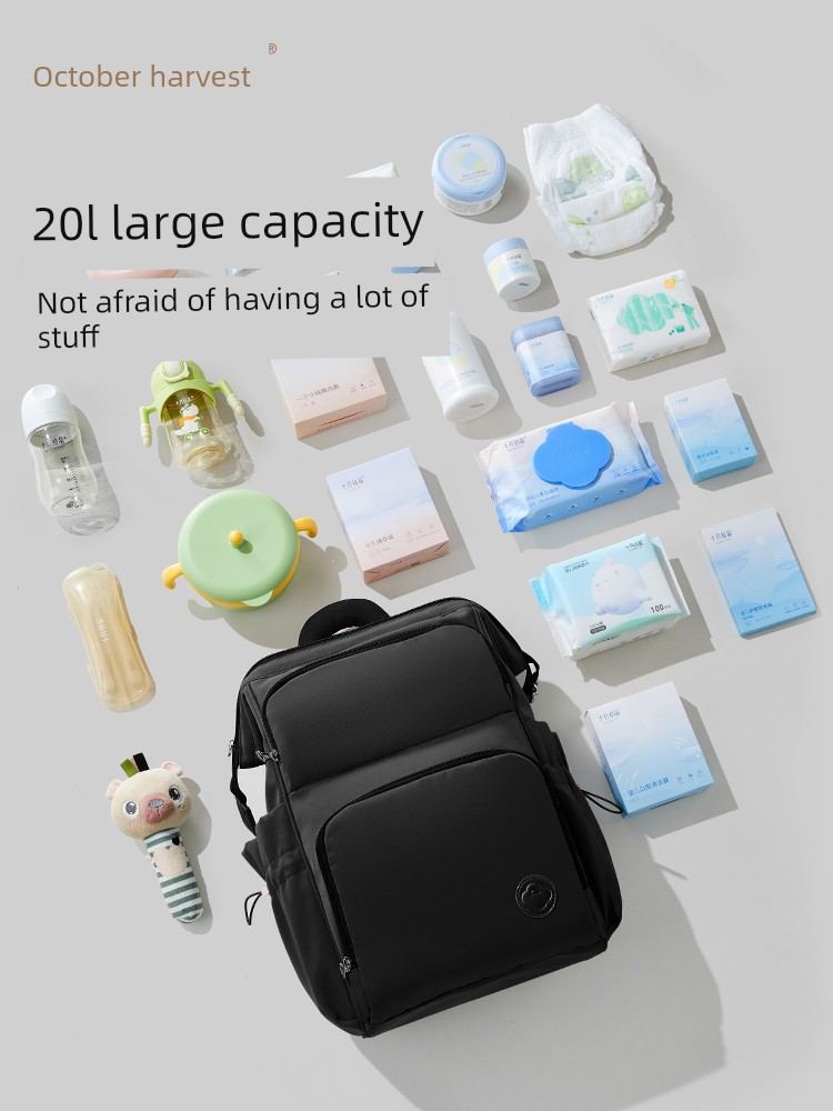 October Crystal Dad Bag Large Capacity New Fashionable Mommy Bag Lightweight Backpack for Mom's Outings with Baby