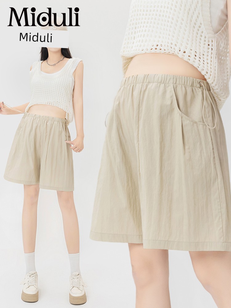 Maternity Shorts for Summer, Thin Style, Outerwear, Lyocell Yamamoto Pants, Non-Tight on the Belly, Large Size for Pregnancy, Ice Silk Five-Point Pants
