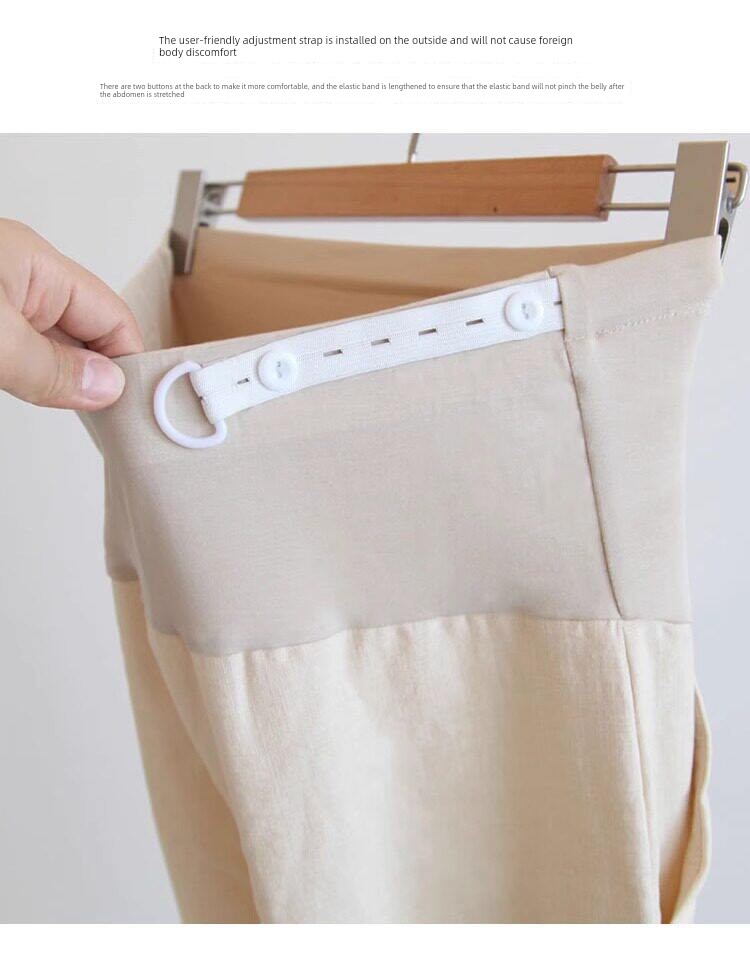Maternity Cotton and Linen Pants for Summer, Thin Style, 2026 New Model, Small Size, Belly Support, Linen Wide-Leg Pants for Summer Wear — 9