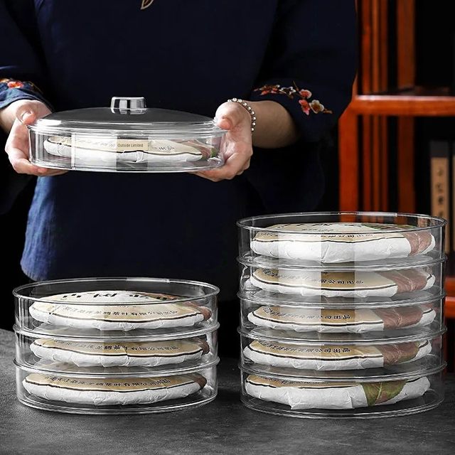 Transparent tea cake box Pu'er tea box tea leaf jar tea cake storage box multi-layer white tea tea rack box moisture-proof seal storage