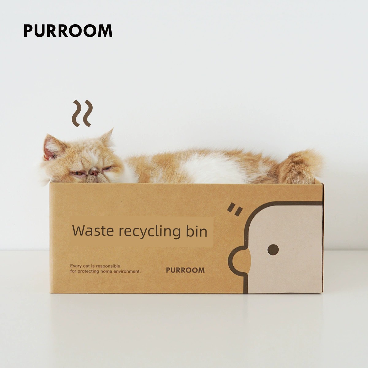 貓抓板兼貓窩廢物回收箱造型瓦楞紙材質保護沙發磨爪貓咪玩具
