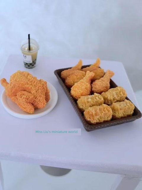 微缩食玩  娃娃屋配件 小孩过家家玩具 仿真迷你炸鸡可乐奶茶模型