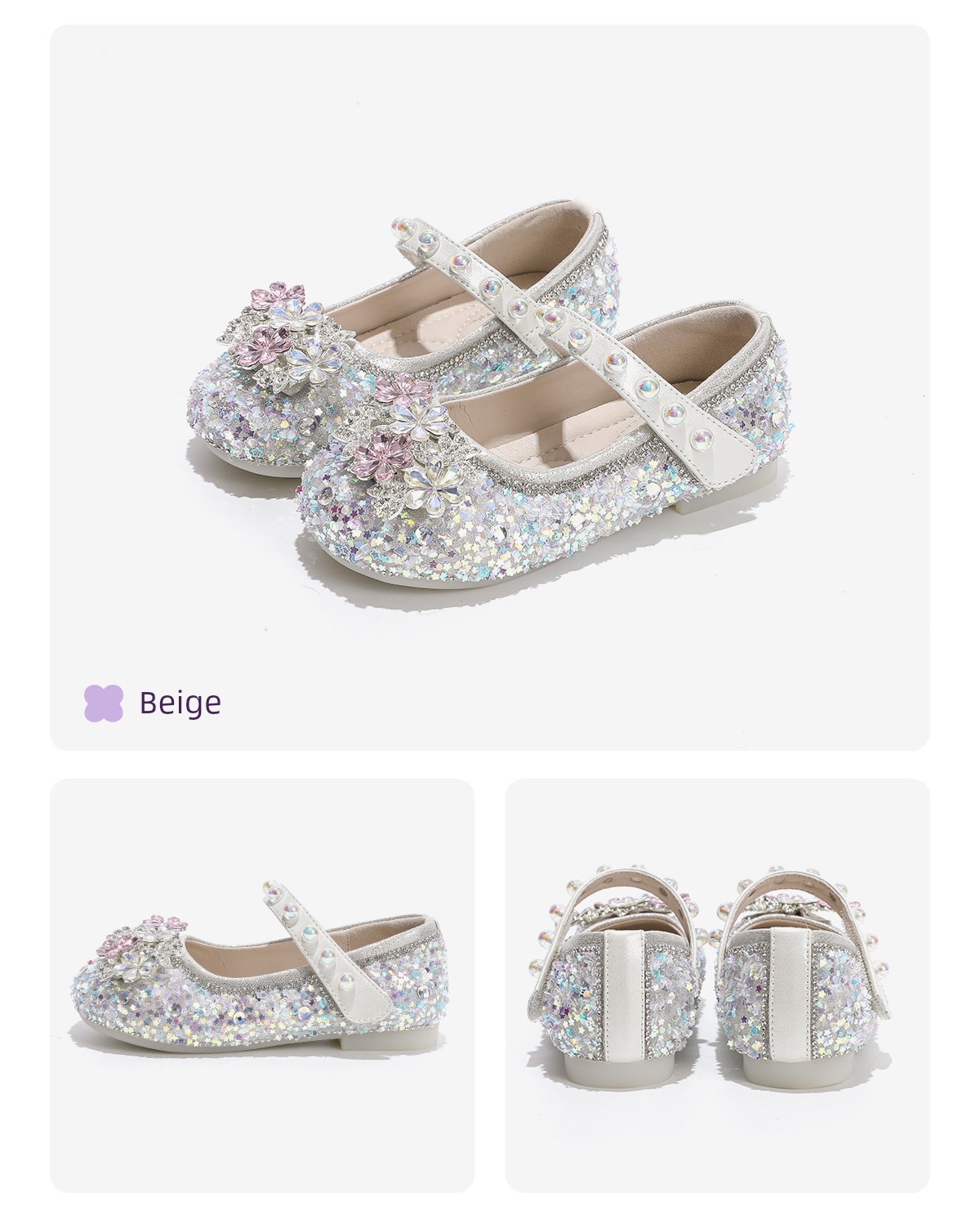 Girls' Crystal Princess Shoes 2026 New Leather Shoes Kidsren's Crystal Shoes Soft Sole Baby Girl Shoes Shiny Summer and Autumn — 14