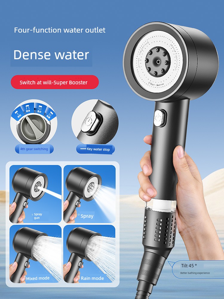 High-Pressure Shower Head for Home Bathroom Water Heater, Super Pressurized, Large Water Output, Shower Head Set