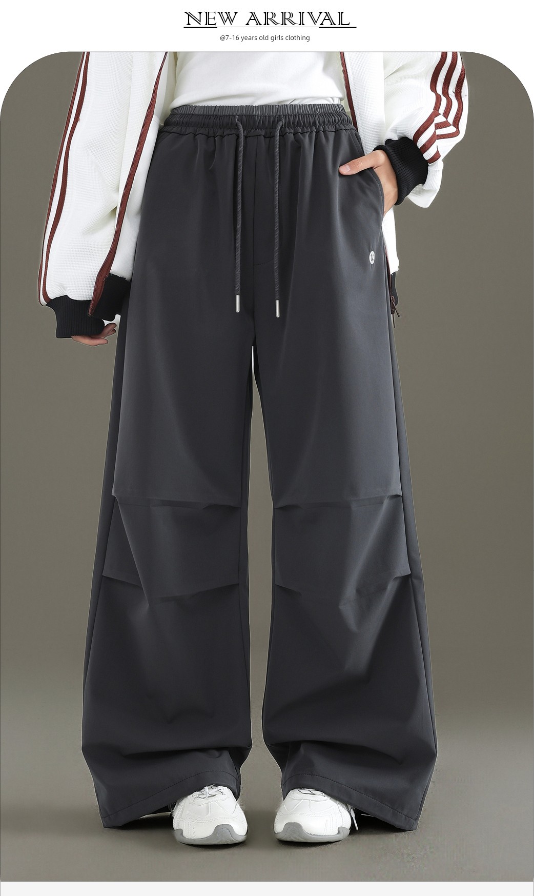 Girls' Cargo Pants Spring and Autumn 2026 New Straight-Leg Pants Youth Casual Pants Loose Fit Big Girl Sports Pants — 3