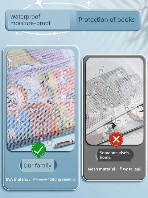 Deli A4 file bag zipper-type subject classification bag book bag transparent file storage bag student special subject classification bag junior high school primary school student test paper storage bag file plastic office