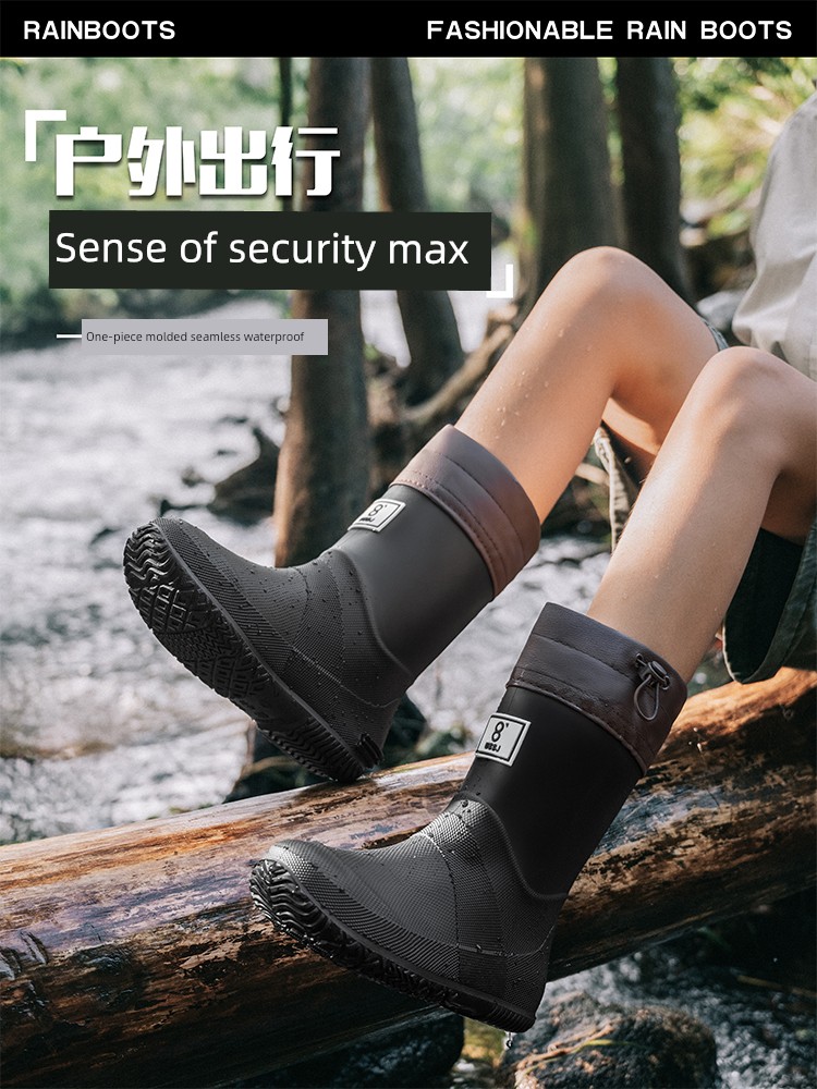Children's Lightweight Rain Boots, Foldable Rain Boots for Men and Women, Couple's Rain Boots for Rainforest Hiking, Non-Slip Waterproof Shoes, Mid-High Tube Women's Boots