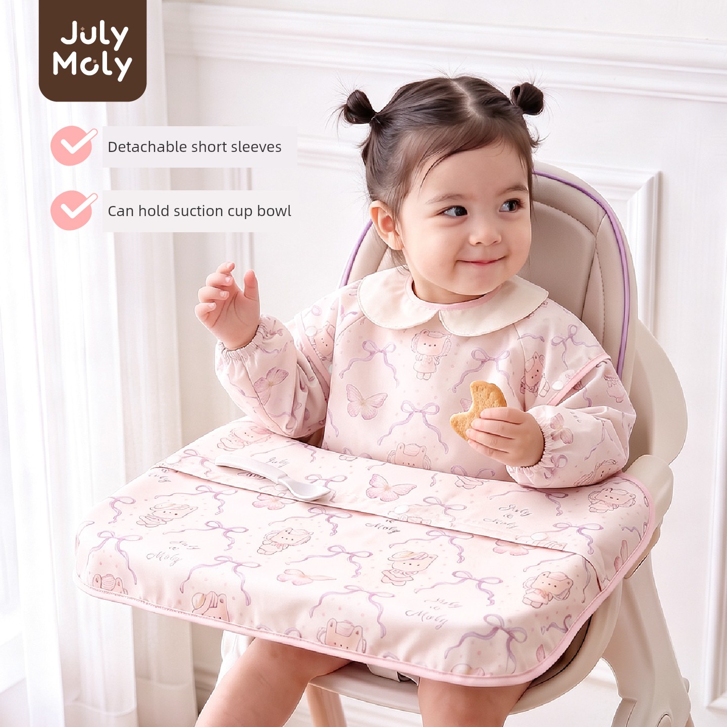Julymoly All-In-One Dining Chair Cover Baby Feeding Bib Infant Food Bib Waterproof Children's Apron — 5