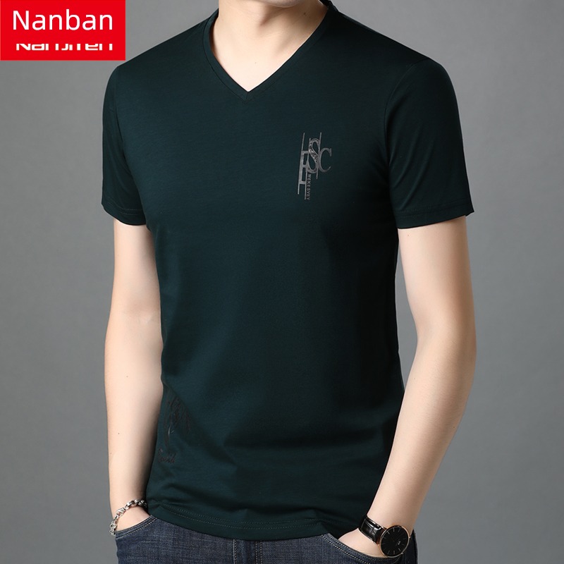 NGGGN Korean version V-neck leisure time man Short sleeve T-shirt