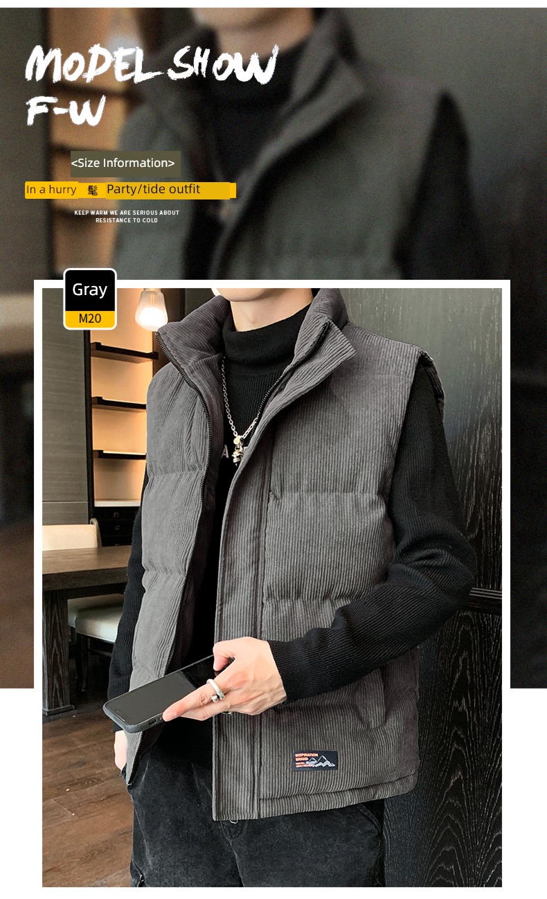 corduroy spring and autumn winter Wear out keep warm vest Vest