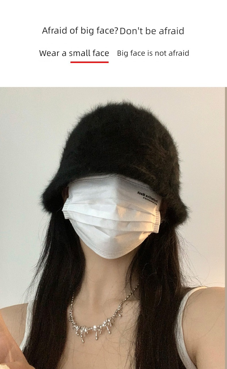 female fashion Autumn and winter display face Plush Fisherman hat