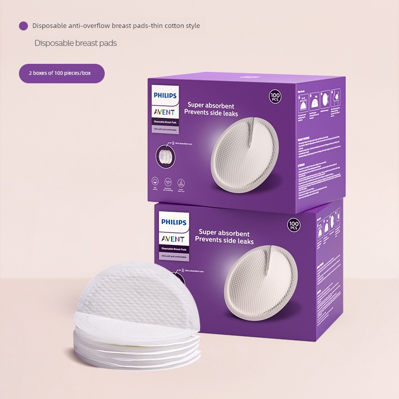 Philips Avent Anti-Leakage Breast Pads, Disposable Cotton Anti-Leakage Breast Pads for Breastfeeding and Postpartum, Ultra-Thin and Breathable Breast Pads — 3