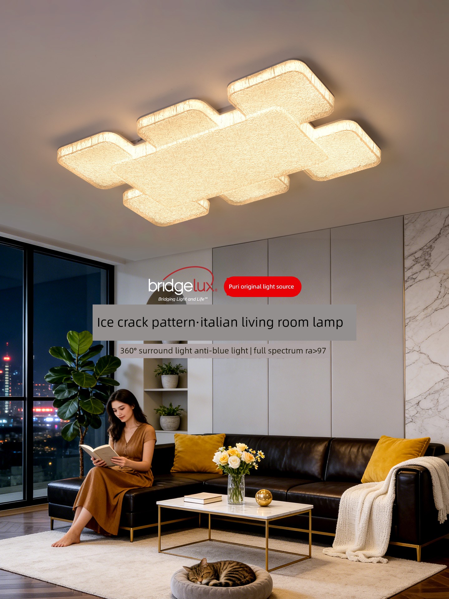 Huayi Lighting Ice Flakes Living Room Lamp Italian Style Light Luxury 2026 New Model Hall Ceiling Lamp Creative Personality Bedroom Lighting
