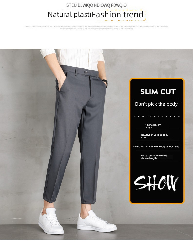 Spring and Autumn Nine points Men's style business affairs Plush suit trousers
