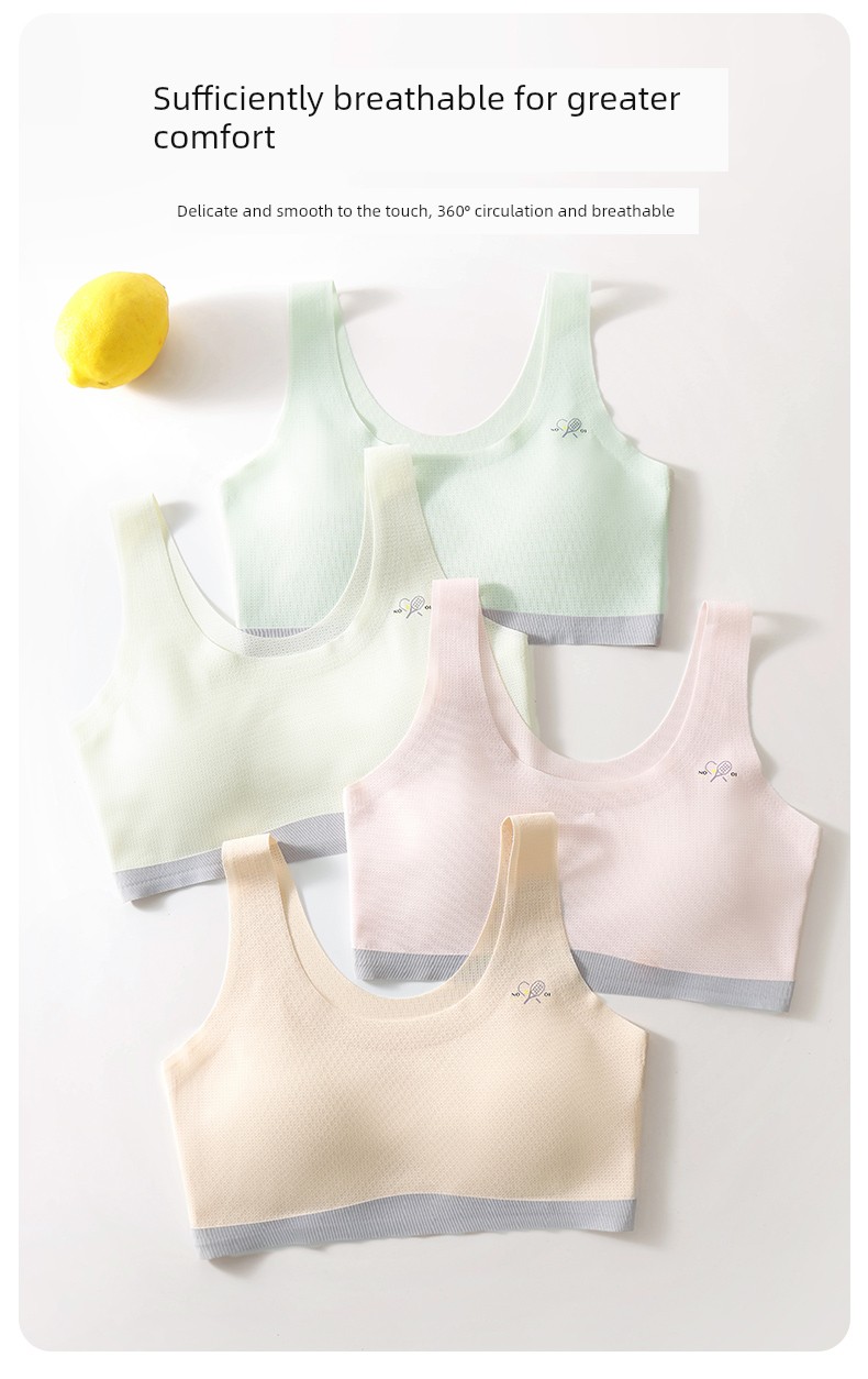Nanjiren Fixed-Cup Girls' Underwear for Development Period, Student Bras for 8-16 Years Old Adolescent Girls, Breathable Small Vest — 13