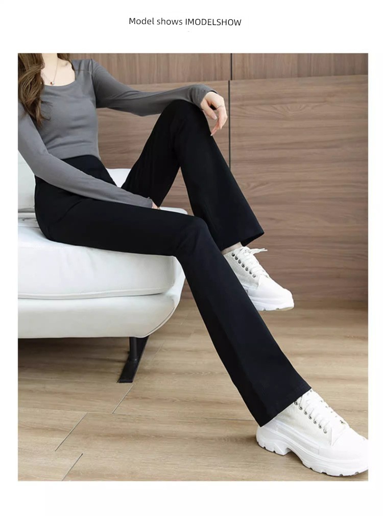 Spring and Autumn Elastic Slimming and Velvet Padded Black Pregnant Women's Pants — 15