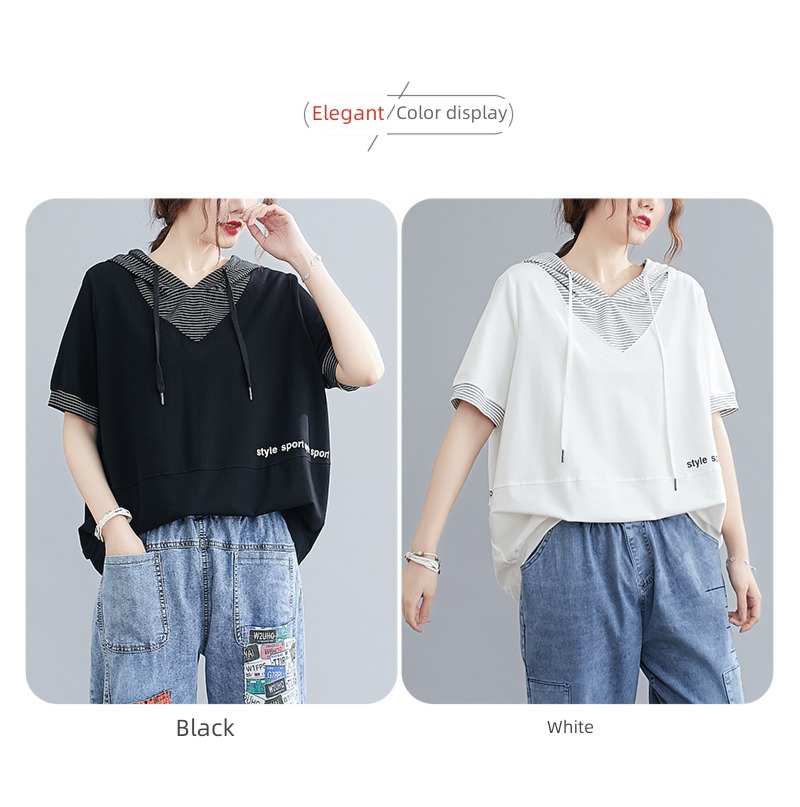 withdraw Last order major suit stripe V-neck printing Short sleeve T-shirt