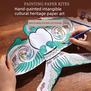Blank Hand-Painted Kite Spring Outdoor Children's Toy Intangible Cultural Heritage Paper Kite DIY Material Kit Handmade