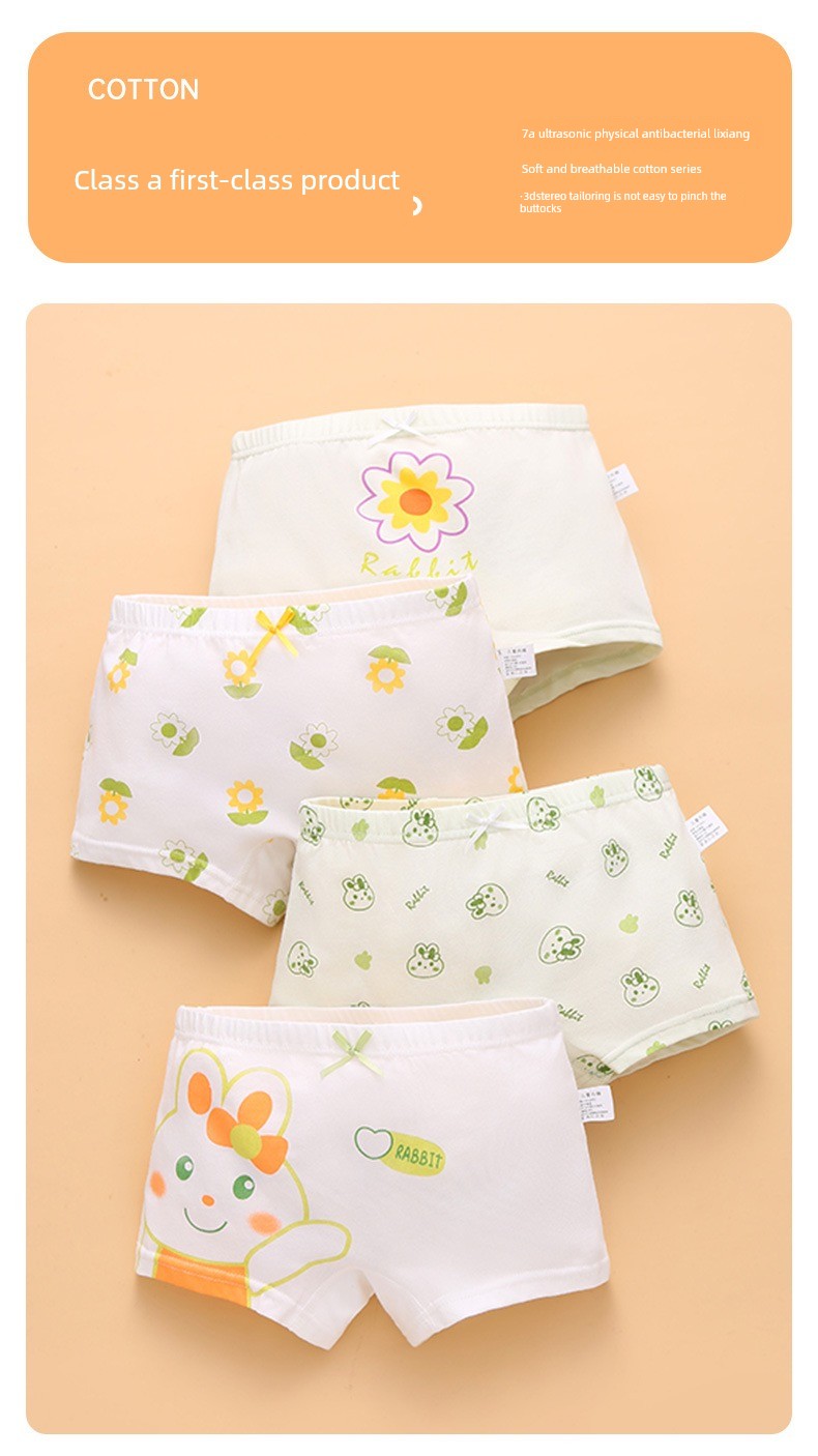 Children's Underwear for Girls, Pure Cotton Baby Boxer Shorts, Mid-To-Large Children's 100% Cotton Shorts for Girls That Don'T Pinch the Buttocks — 6
