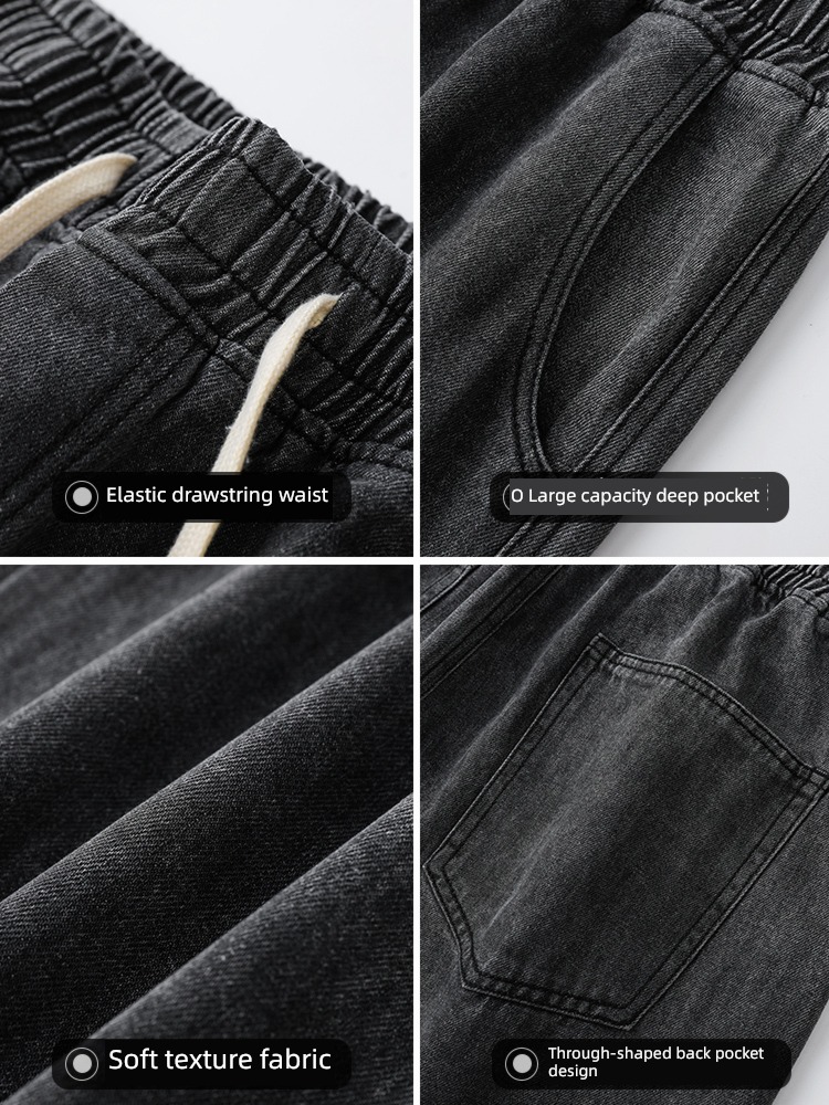 Autumn and winter Plush thickening Straight cylinder leisure time Broad leg Jeans