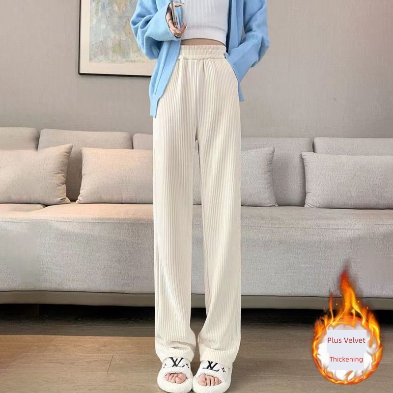 chenille  Cotton wool female Autumn and winter leisure time thickening Wide leg pants