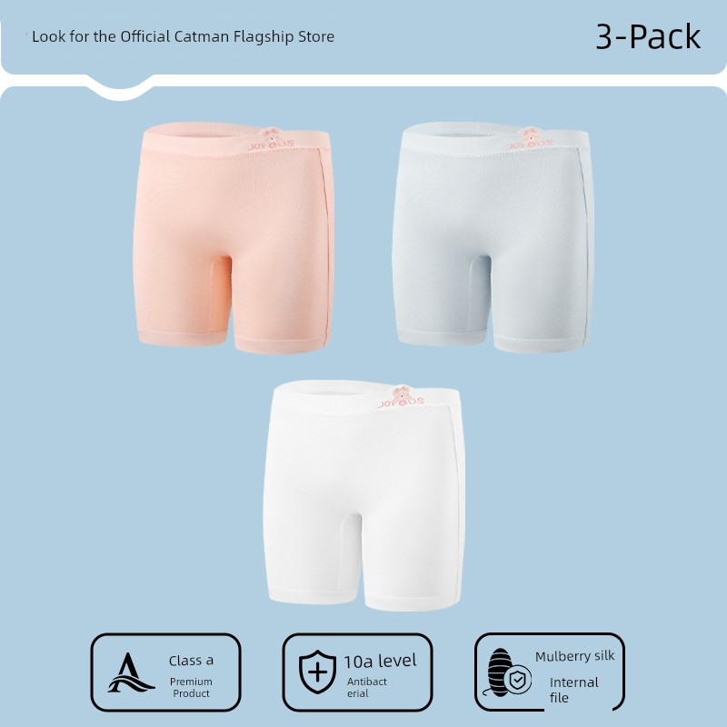 Catman Children's Safety Pants for Girls, Three-In-One Underwear, Class a 10A Antibacterial, 2026 Summer Thin Anti-Exposure Leggings — 3